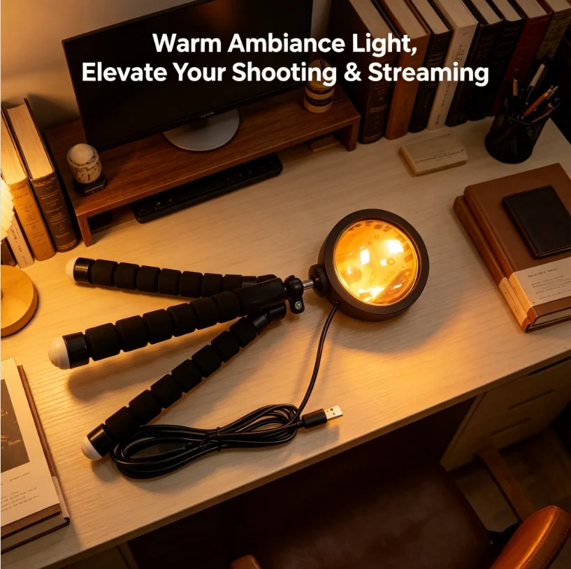 Amber Sunset Projection Light with Flexible Tripod & 3-Button Controller Night Lamp for Room Decor Golden Hour Photography gifts
Amber Sunset Projection Light with Flexible Tripod & 3-Button Controller Night Lamp for Room Decor Golden Hour Photography gifts