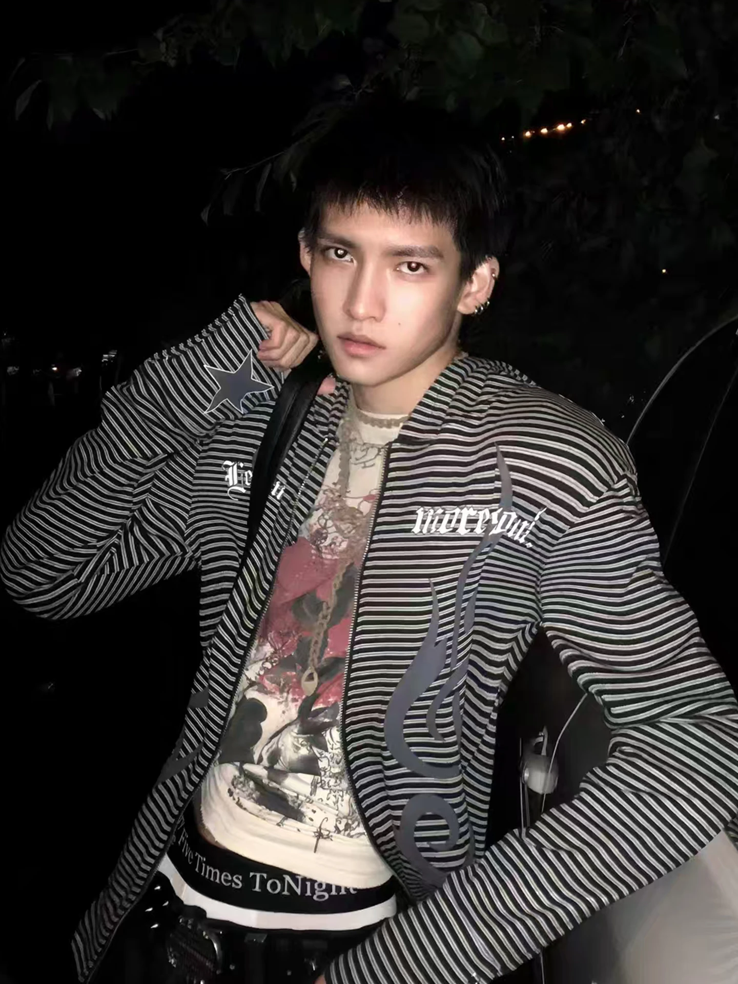 Slim Fit Long Sve Hoodie Cardigan Men's Punk Sle Music Totem Print Lightweight Windbreaker Spring Faion Streetwear
Slim Fit Long Sve Hoodie Cardigan Men's Punk Sle Music Totem Print Lightweight Windbreaker Spring Faion Streetwear