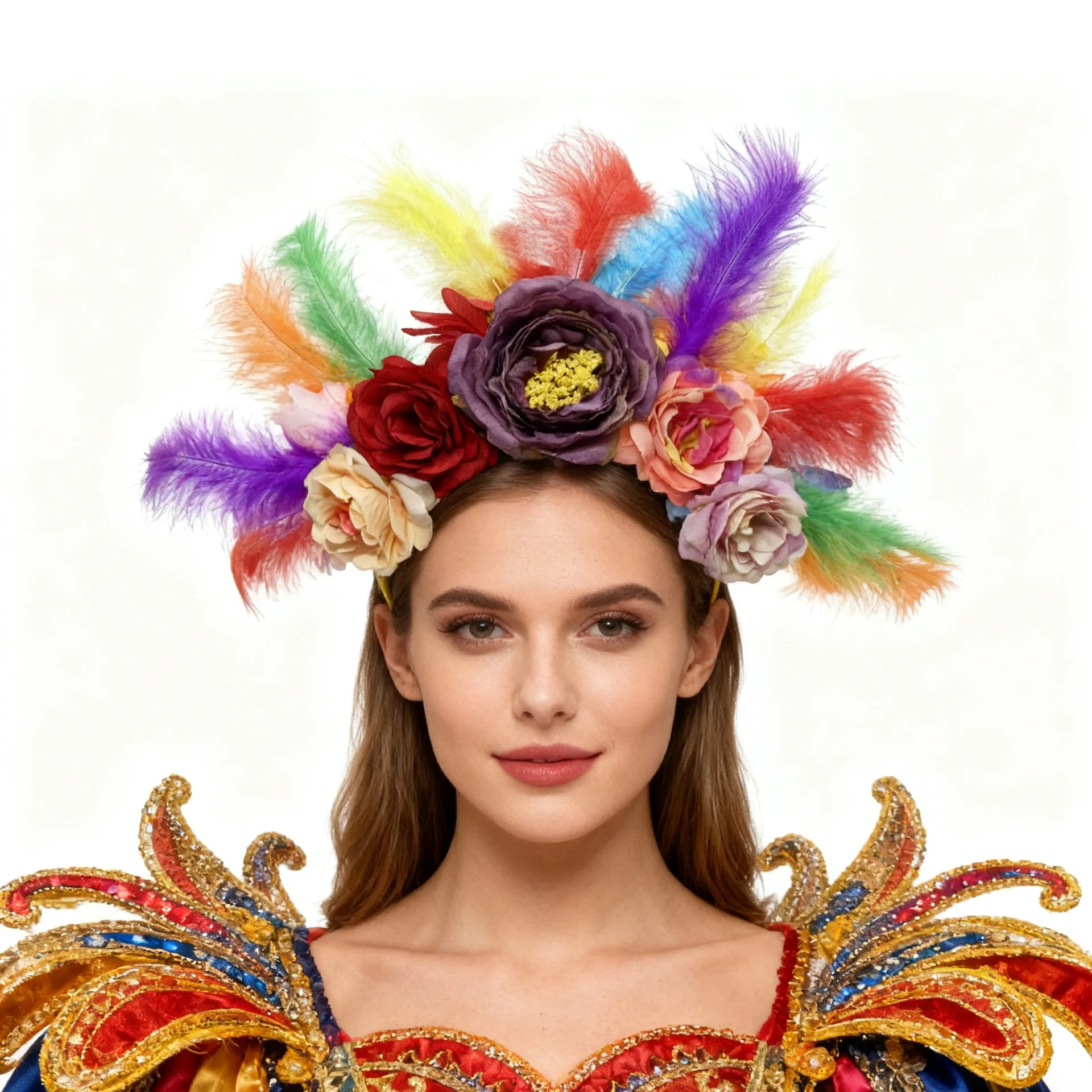 1-Pack New Carnival Headband, Faux Flowers & Colorful Feathers, Bright & Eye-Catching, Ideal for Parties & Gifting
1-Pack New Carnival Headband, Faux Flowers & Colorful Feathers, Bright & Eye-Catching, Ideal for Parties & Gifting