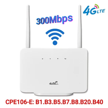 4G 무선 라우터, 300Mbps 4G LTE CPE 라우터 모뎀, RJ45 LAN WAN 외부 안테나 무선 핫스팟, SIM 카드 슬롯, EU/US 플러그