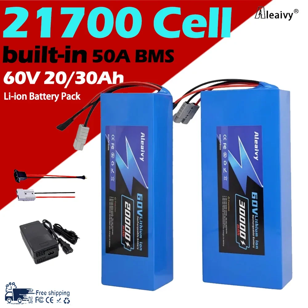 Aleaivy 60V 20/30Ah Electric Bike Lithium Battery Pack Ebike Battery built-in BMS for Bicycle Scooter Motorcycle with 5A Charger
Aleaivy 60V 20/30Ah Electric Bike Lithium Battery Pack Ebike Battery built-in BMS for Bicycle Scooter Motorcycle with 5A Charger