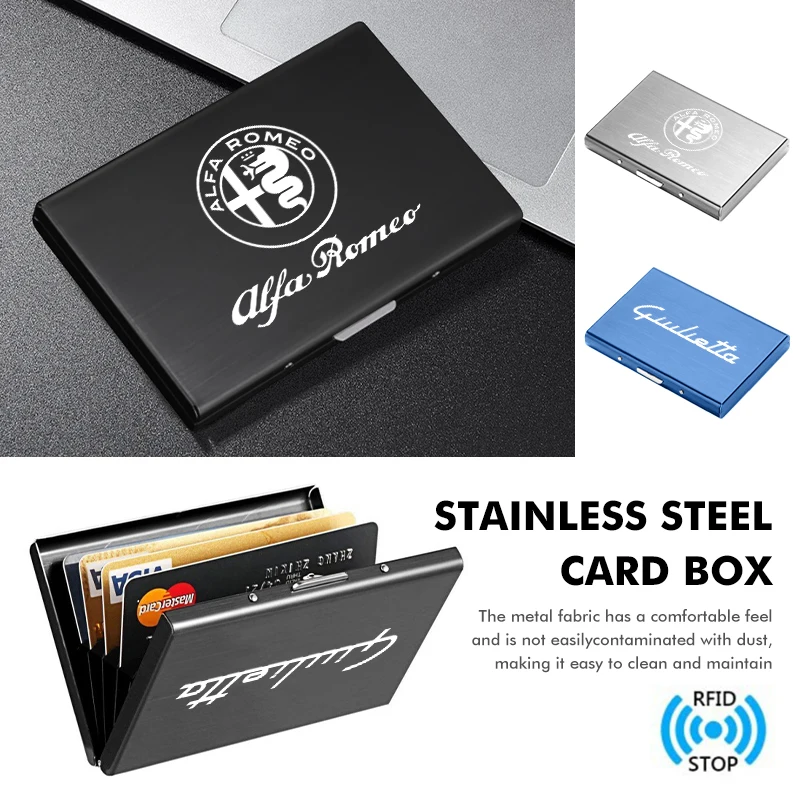 Car Waterproof Stainless Steel Credit Card Holder Name Card Case For Alfa Romeo 159 Giulietta 156 147 Giulia Mito GT Stelvio
Car Waterproof Stainless Steel Credit Card Holder Name Card Case For Alfa Romeo 159 Giulietta 156 147 Giulia Mito GT Stelvio