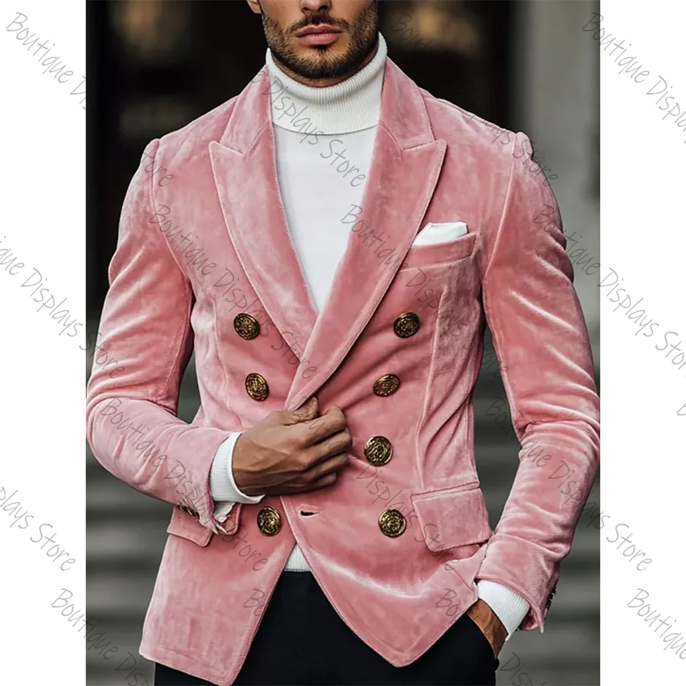 Pink Suede Double Breasted Men Suit Peaked Lapel Business Casual Formal Costume Homme 2 Pcs Set Jacket Pants
Pink Suede Double Breasted Men Suit Peaked Lapel Business Casual Formal Costume Homme 2 Pcs Set Jacket Pants