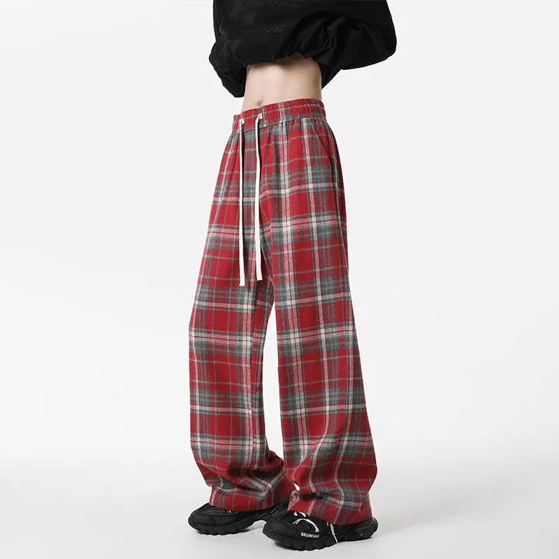 Red Plaid High Waist Trousers Harajuku Y2k Elastic Waist Drawstring Straight Leg Pants Hip-hop Loose Vintage Trousers
Red Plaid High Waist Trousers Harajuku Y2k Elastic Waist Drawstring Straight Leg Pants Hip-hop Loose Vintage Trousers