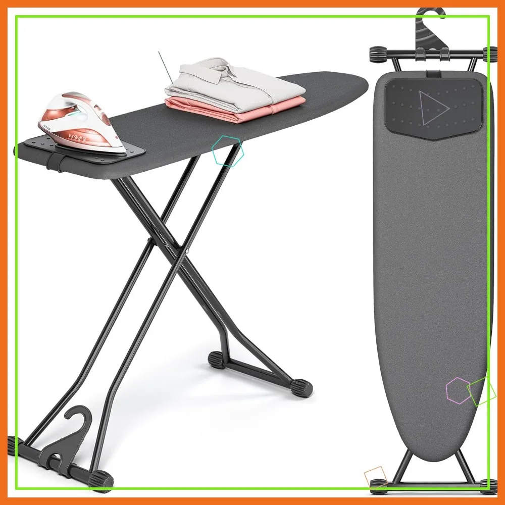 Compact Ironing Board with Silicone Mat, Foldable, Heat Resistant Cover, 7 Height Adjustable, 13x43 Inches, Black
Compact Ironing Board with Silicone Mat, Foldable, Heat Resistant Cover, 7 Height Adjustable, 13x43 Inches, Black