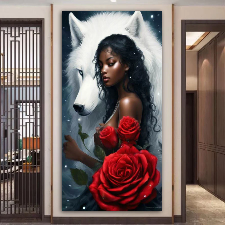 Fullcang Red Rose African Woman White Wolf Diy Diamond Arts Painting Animals Girl Full Mosaic Embroidery Picture Size 100x200cm
Fullcang Red Rose African Woman White Wolf Diy Diamond Arts Painting Animals Girl Full Mosaic Embroidery Picture Size 100x200cm