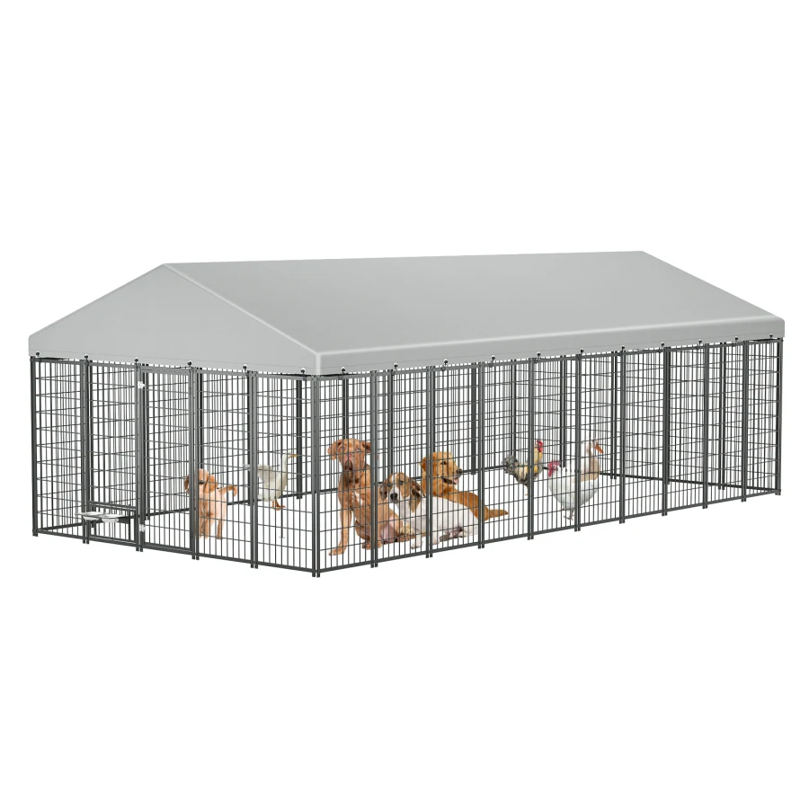 Large Dog Kennel Outdoor Pet Pens Dogs Run Enclosure Animal Hutch Metal Coop Fence with Roof Cover. 18.9'L x 9.61'W x 6.76'H.
Large Dog Kennel Outdoor Pet Pens Dogs Run Enclosure Animal Hutch Metal Coop Fence with Roof Cover. 18.9'L x 9.61'W x 6.76'H.