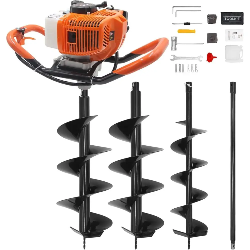 2-Stroke Gas Post Hole Digger with 6 & 8 Auger Bits and Extension Rod for Garden Planting
2-Stroke Gas Post Hole Digger with 6 & 8 Auger Bits and Extension Rod for Garden Planting