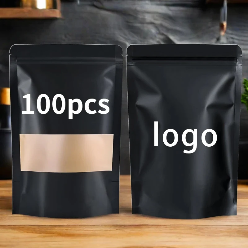 100pcs custom logo Wholesale Black Kraft Paper Stand up Pouch with Window Reusable Food Packaging Zip Lock Bag
100pcs custom logo Wholesale Black Kraft Paper Stand up Pouch with Window Reusable Food Packaging Zip Lock Bag