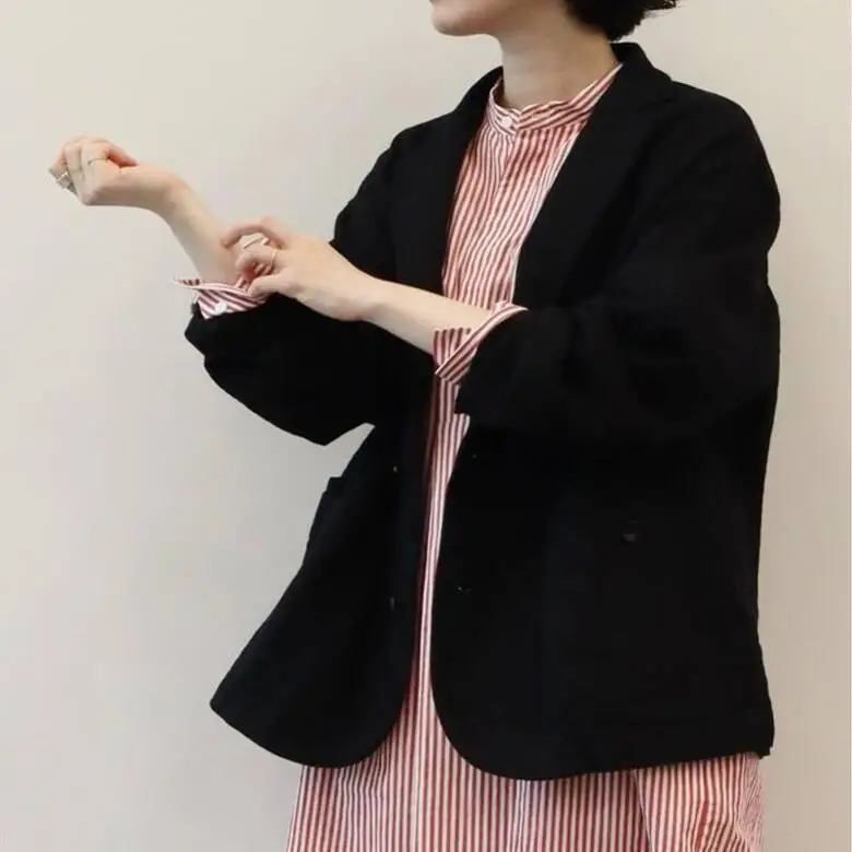 Autumn 2025 Women's Retro Sle Pure Linen Suit Jaet Versatile Casual Commute Long Sve High Collar Single Button Closure
Autumn 2025 Women's Retro Sle Pure Linen Suit Jaet Versatile Casual Commute Long Sve High Collar Single Button Closure