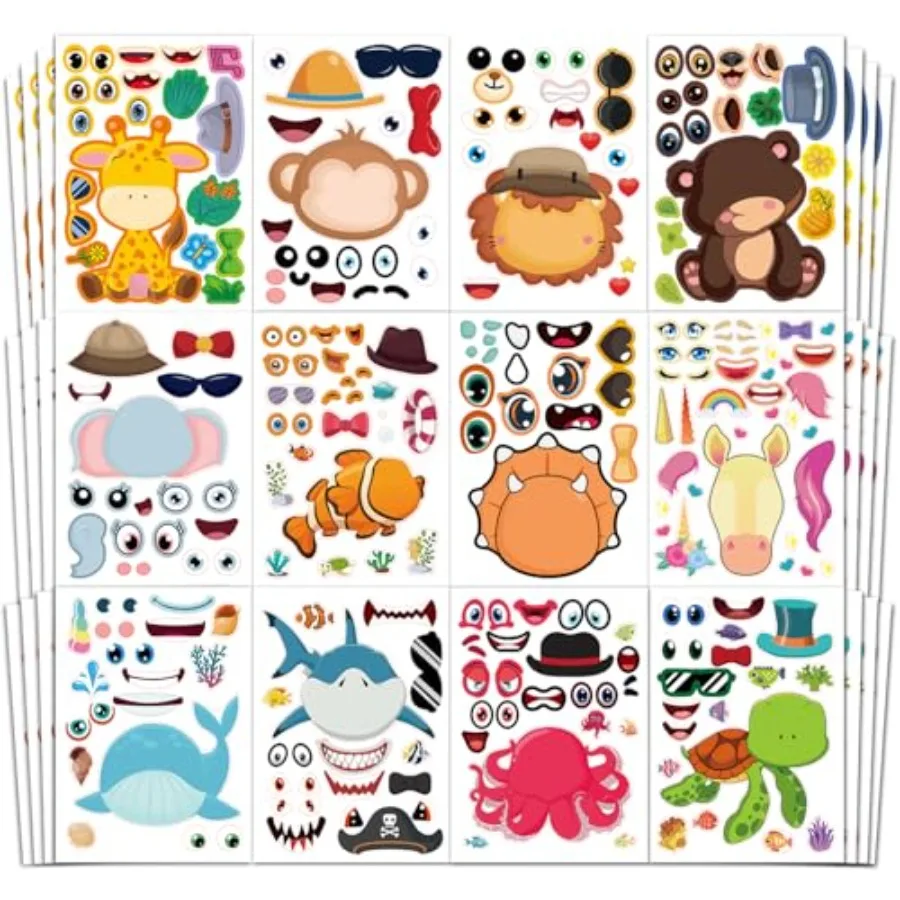 48 Sheets Make-a-Face Animal Stickers Mix and Match for Party Favors Supplies Activities Crafts
48 Sheets Make-a-Face Animal Stickers Mix and Match for Party Favors Supplies Activities Crafts