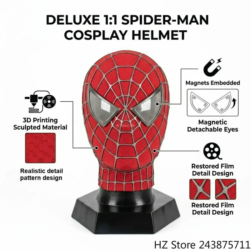 Limited Edition Toby Maguire SpiderMan Mask 1:1 Scale Toby Spider-Man Mask with Removable Magnetic Lenses Movie Prop Replica
Limited Edition Toby Maguire SpiderMan Mask 1:1 Scale Toby Spider-Man Mask with Removable Magnetic Lenses Movie Prop Replica