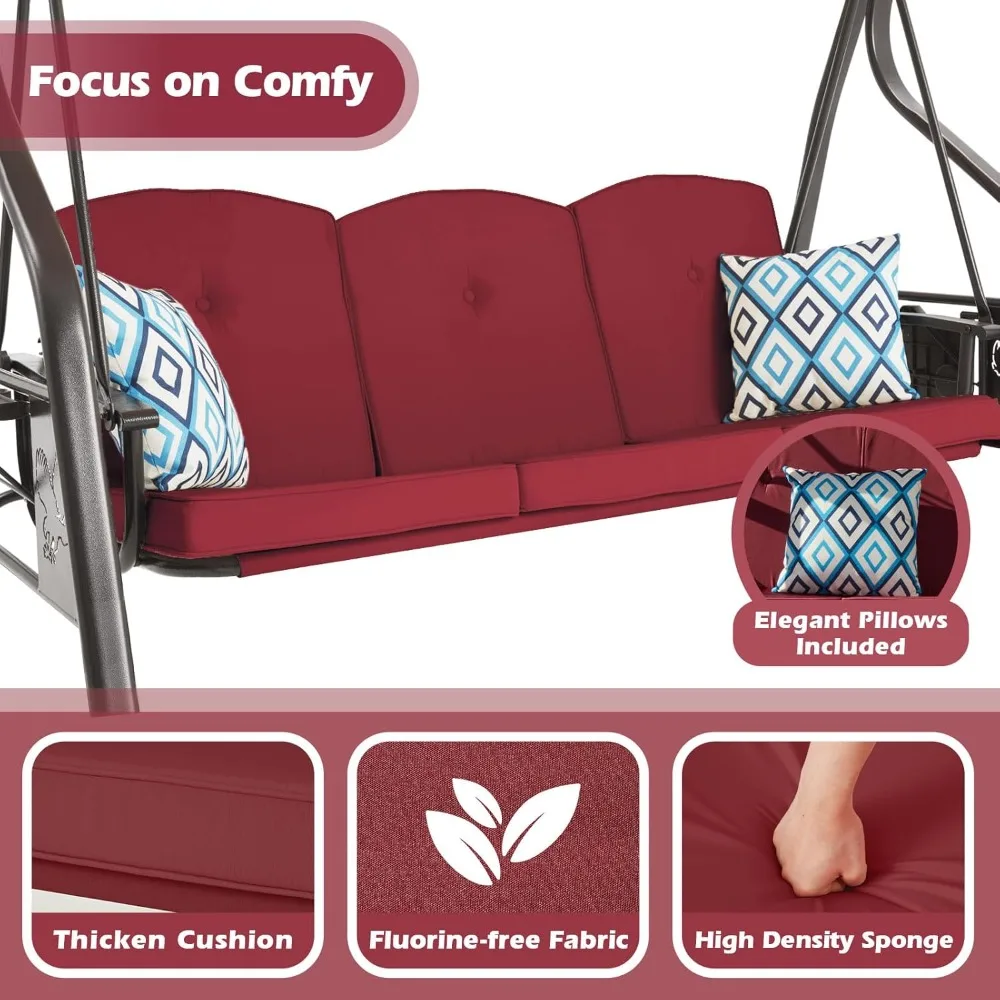 3-Seat Outdoor Porch Swing with Stand, 2 in 1 Porch Swing Bed & Patio Swing Chair, Customized
3-Seat Outdoor Porch Swing with Stand, 2 in 1 Porch Swing Bed & Patio Swing Chair, Customized