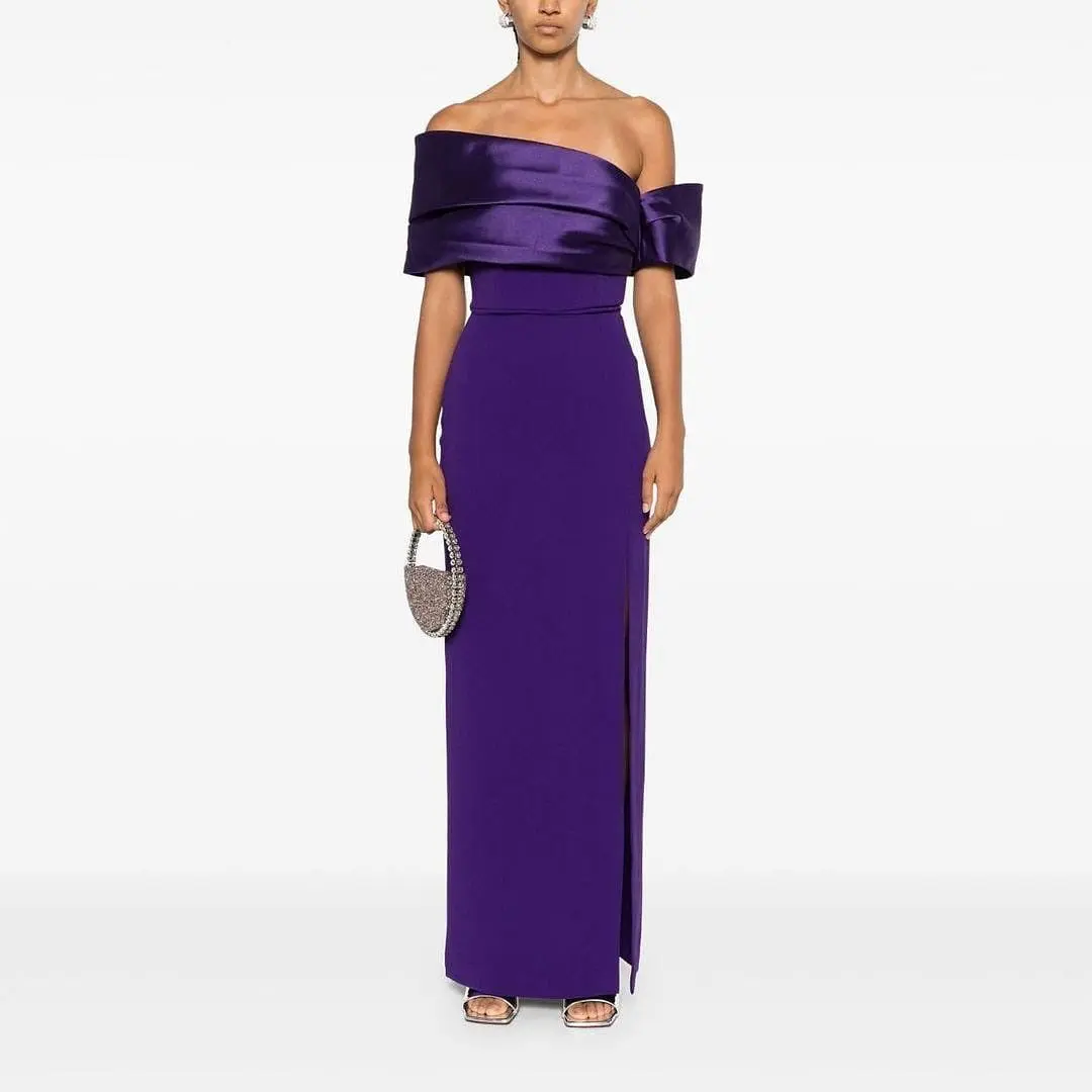 Customized Modern Boat Neck Off the Shoulder Evening Dresses Elegant Pleats Side Slit Purple Vestido De Festa Vestido
Customized Modern Boat Neck Off the Shoulder Evening Dresses Elegant Pleats Side Slit Purple Vestido De Festa Vestido