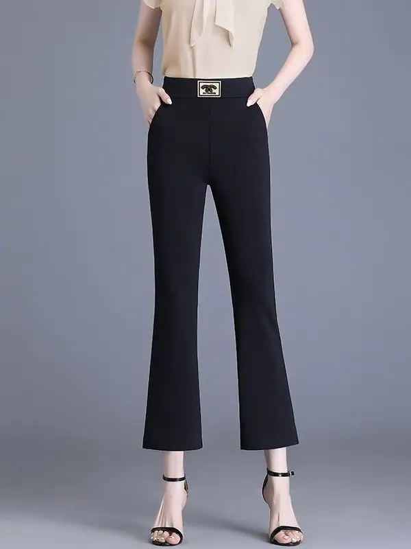 High Waist Flared Pants Women's Summer Thin New Style 150 Height Enhancing Slimming Versatile Nine-Tenths Black Pants
High Waist Flared Pants Women's Summer Thin New Style 150 Height Enhancing Slimming Versatile Nine-Tenths Black Pants
