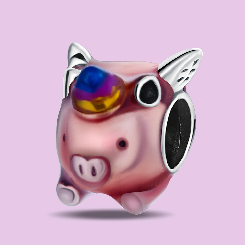 Pendant Charm Bead 925 Sterling Silver Pink One-Horned Pig Beads Fit Original Bracelet for Jewelry Making Valentine's Day gift
Pendant Charm Bead 925 Sterling Silver Pink One-Horned Pig Beads Fit Original Bracelet for Jewelry Making Valentine's Day gift