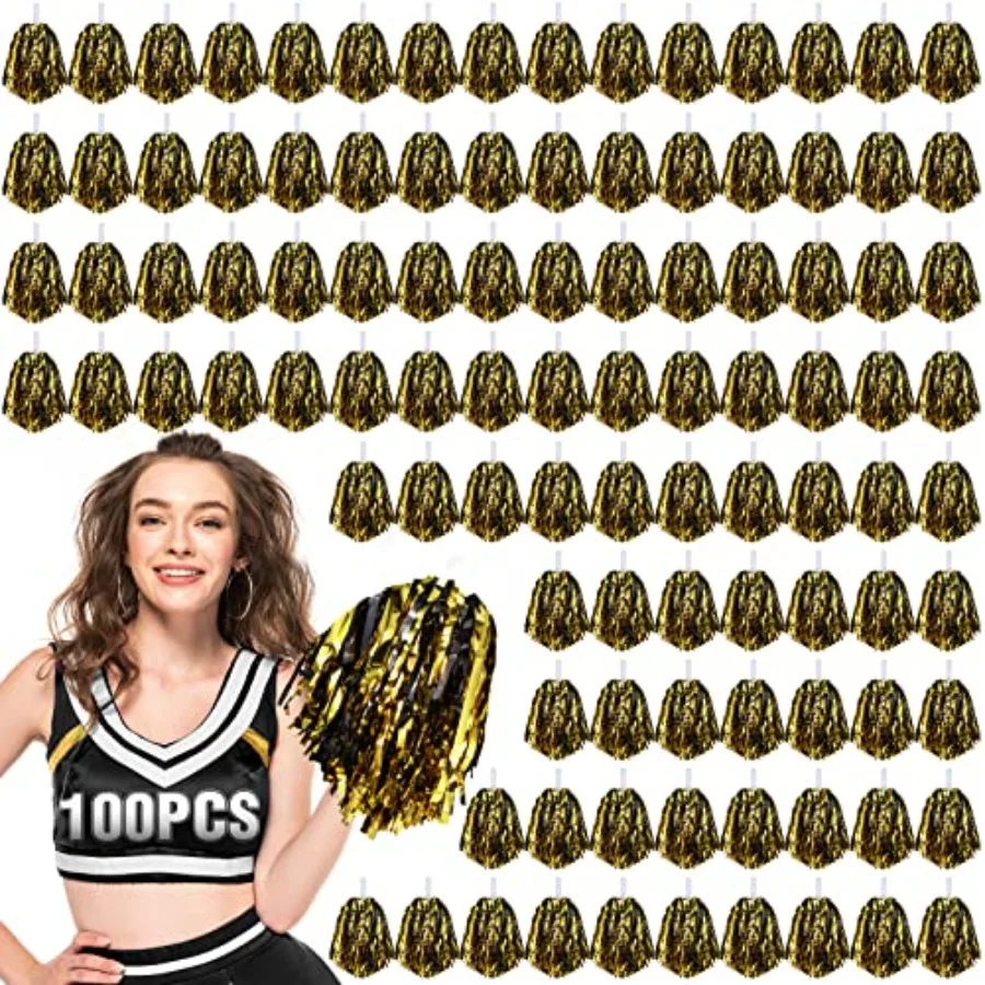 100Pcs Metallic Cheerleading Pom Poms with Baton Handle Cheerleader Pompom Foil 30g Cheering Squad Hand Flowers for Adults Team
100Pcs Metallic Cheerleading Pom Poms with Baton Handle Cheerleader Pompom Foil 30g Cheering Squad Hand Flowers for Adults Team