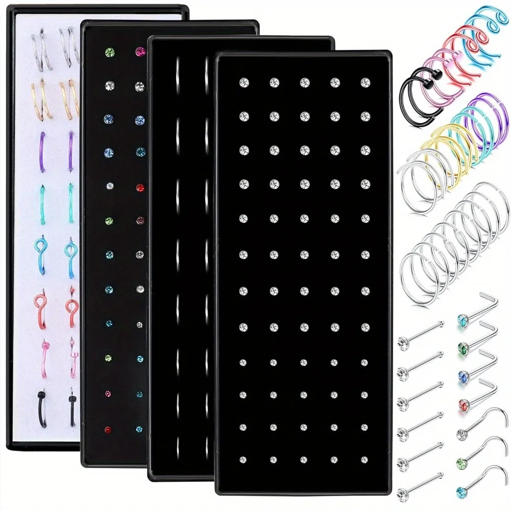 BESTEEL 40/60Pcs Nose Ring Studs for Women Stainless Steel Nose Rings Hoops Bone Screw L Shaped Nose Rings Body Piercing Jewelry
BESTEEL 40/60Pcs Nose Ring Studs for Women Stainless Steel Nose Rings Hoops Bone Screw L Shaped Nose Rings Body Piercing Jewelry