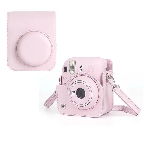 PU Leather Soft Protective Case for Instax Mini 12 Camera with Shoulder Strap Fujifilm Film Camera Travel Bag