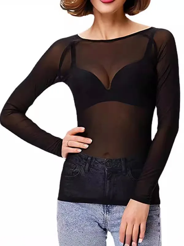 Bla Transparent Elastic Me Base irt Street Sle Lace Hollow out Long Sve round Ne Regular Length Body irt
Bla Transparent Elastic Me Base irt Street Sle Lace Hollow out Long Sve round Ne Regular Length Body irt