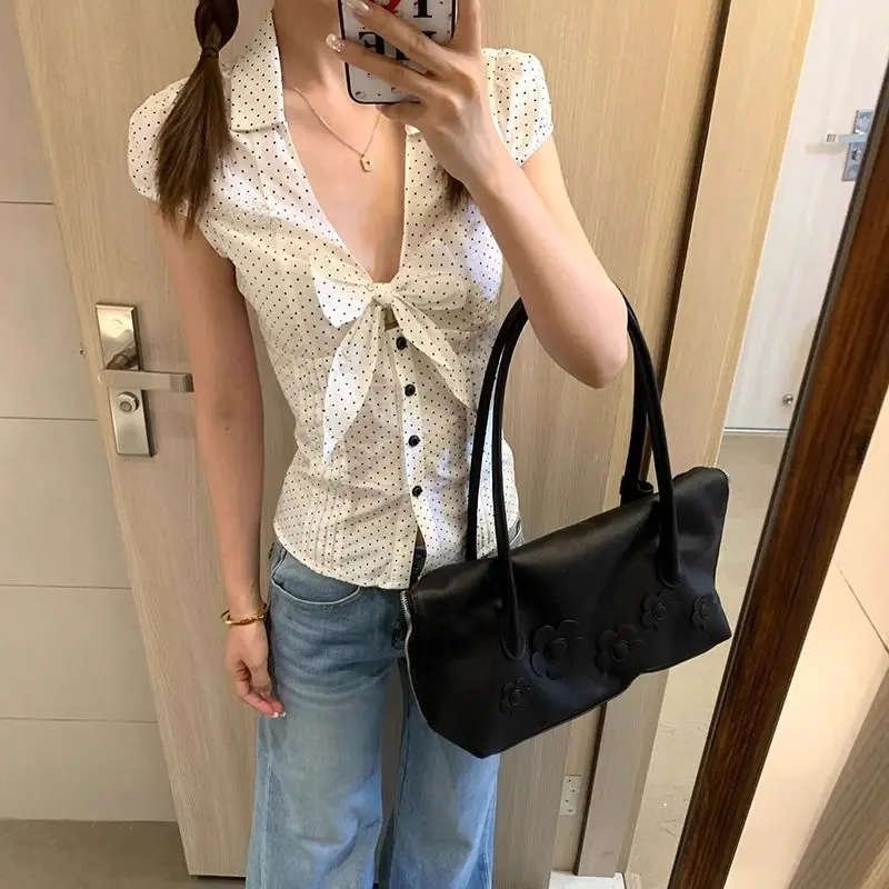 Gagarich French Style Spicy Girl Polka Dot Bow Short Sleeved Shirt Women Summer Unique Beautiful Slim Fit Slimming Top
Gagarich French Style Spicy Girl Polka Dot Bow Short Sleeved Shirt Women Summer Unique Beautiful Slim Fit Slimming Top
