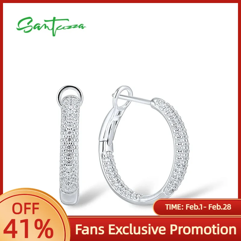 SANTUZZA Authentic 925 Sterling Silver Hoop Earrings For Women Sparkling White CZ Circle Elegant Birthday Gifts Fine Jewelry
SANTUZZA Authentic 925 Sterling Silver Hoop Earrings For Women Sparkling White CZ Circle Elegant Birthday Gifts Fine Jewelry