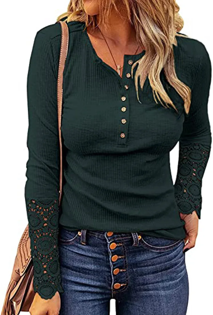 T-shirt for Women Autumn and Winter Fashion Round Collar Splicing Lace Loose Solid Color Long Sleeve Blouse
T-shirt for Women Autumn and Winter Fashion Round Collar Splicing Lace Loose Solid Color Long Sleeve Blouse