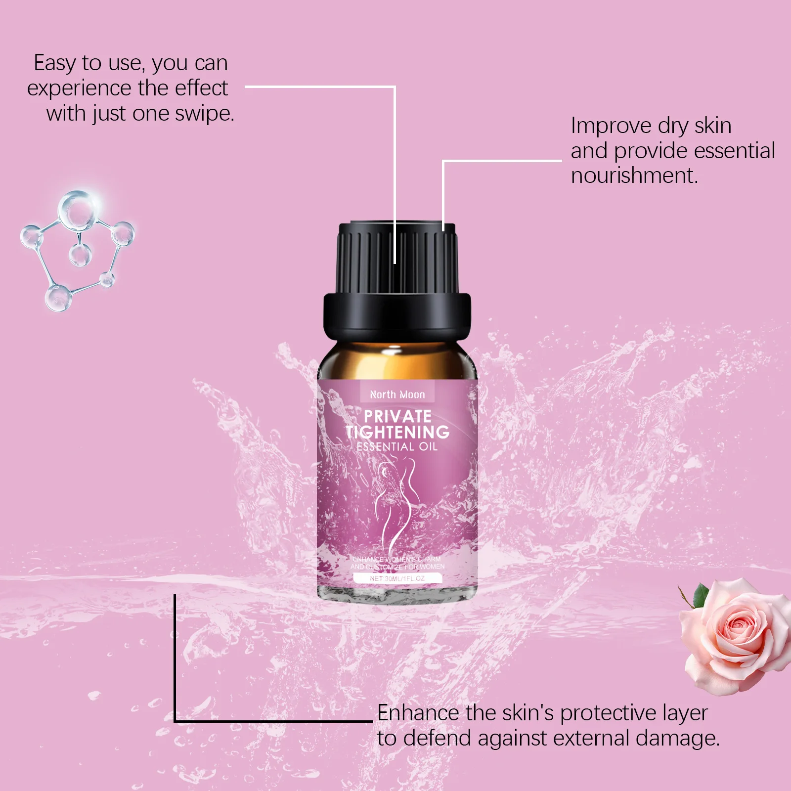 North Moon Rose Private Parts Care Oil Reducing Dirt Brightening Skin Balance Hormones Keep Firming Women Body Moisturizing Oils
North Moon Rose Private Parts Care Oil Reducing Dirt Brightening Skin Balance Hormones Keep Firming Women Body Moisturizing Oils