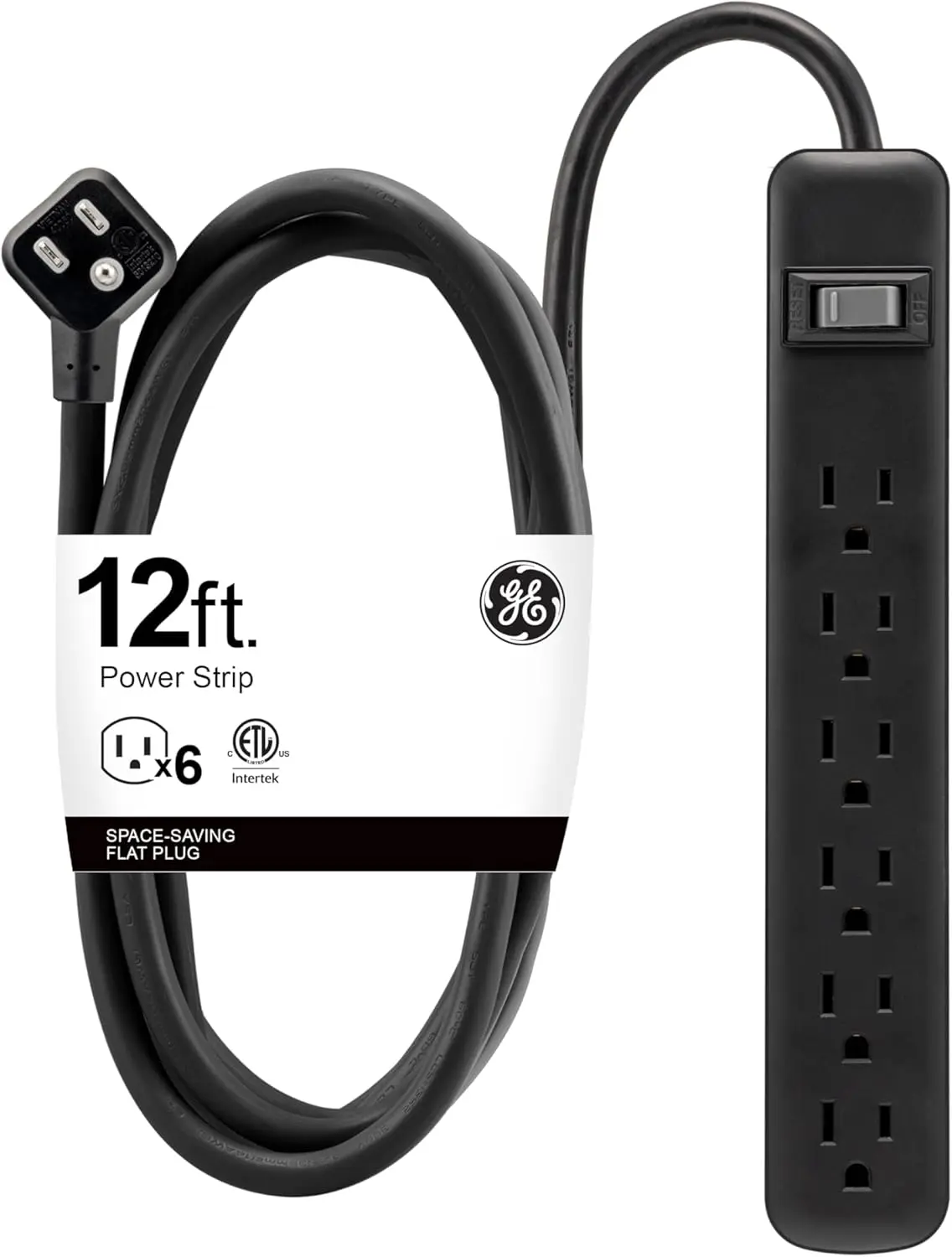 6 Outlet Power Strip with 12Ft Extension Cord, 3 Prong, UL Listed, Black
6 Outlet Power Strip with 12Ft Extension Cord, 3 Prong, UL Listed, Black