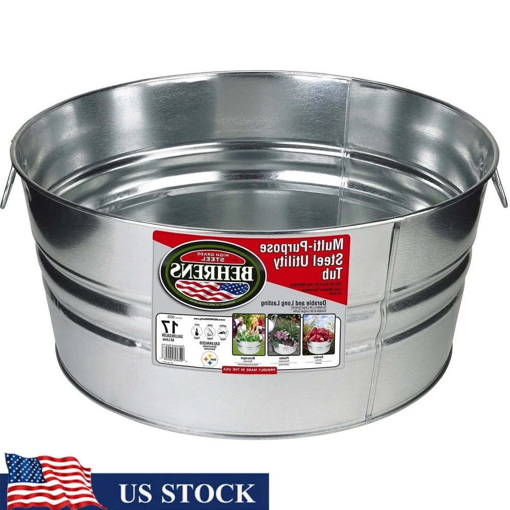 Круглая ванна из оцинкованной стали высокого качества, 17-галонная ванна для мытья, кашпо, ржавчина, огонь, термостойкое металлическое ведро, домашние животные, садоводство
Круглая ванна из оцинкованной стали высокого качества, 17-галонная ванна для мытья, кашпо, ржавчина, огонь, термостойкое металлическое ведро, домашние животные, садоводство