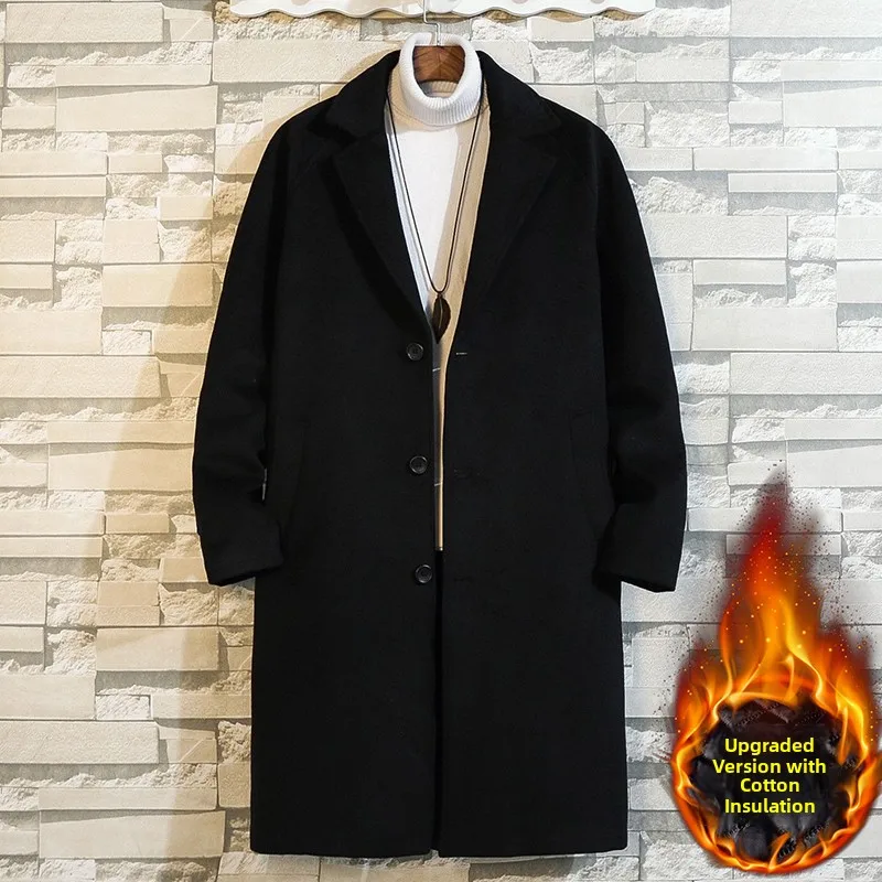 Thiened Woolen Coat Men's Mid-Length Winter Jaet Korean Briti Sle High-End Feel Design Haome Casual Outerwear
Thiened Woolen Coat Men's Mid-Length Winter Jaet Korean Briti Sle High-End Feel Design Haome Casual Outerwear