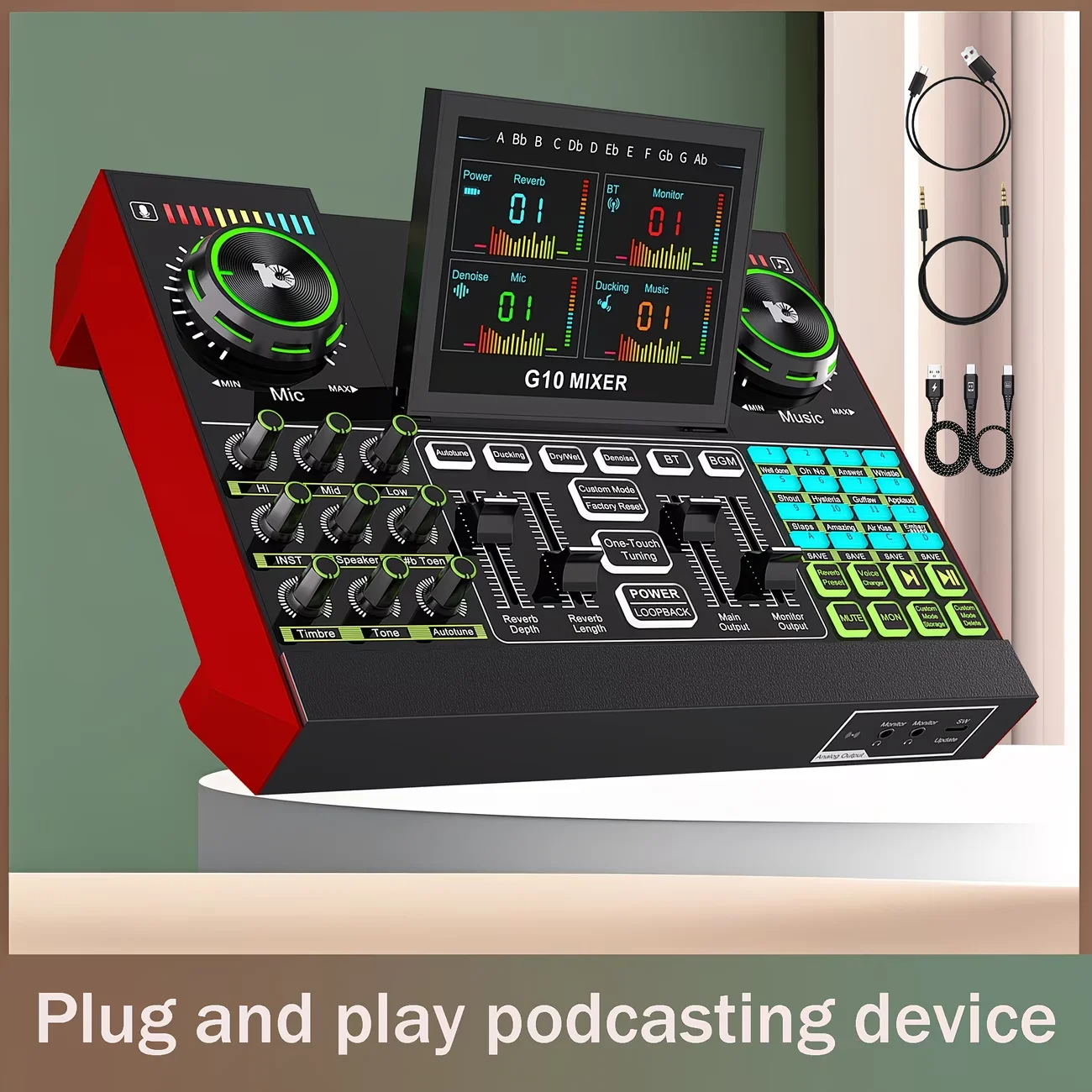 Tenlamp Professional Soundboard Designed for Podcast Live Streaming ,Singing and Gaming,G10 Live Sound Card,Game Audio Mixer with Built-in Audio Interface Available Dynamic Condenser Wireless Microphone Portable Microfono Compatible for PC/Laptop/Tablet
Tenlamp Professional Soundboard Designed for Podcast Live Streaming ,Singing and Gaming,G10 Live Sound Card,Game Audio Mixer with Built-in Audio Interface Available Dynamic Condenser Wireless Microphone Portable Microfono Compatible for PC/Laptop/Tablet