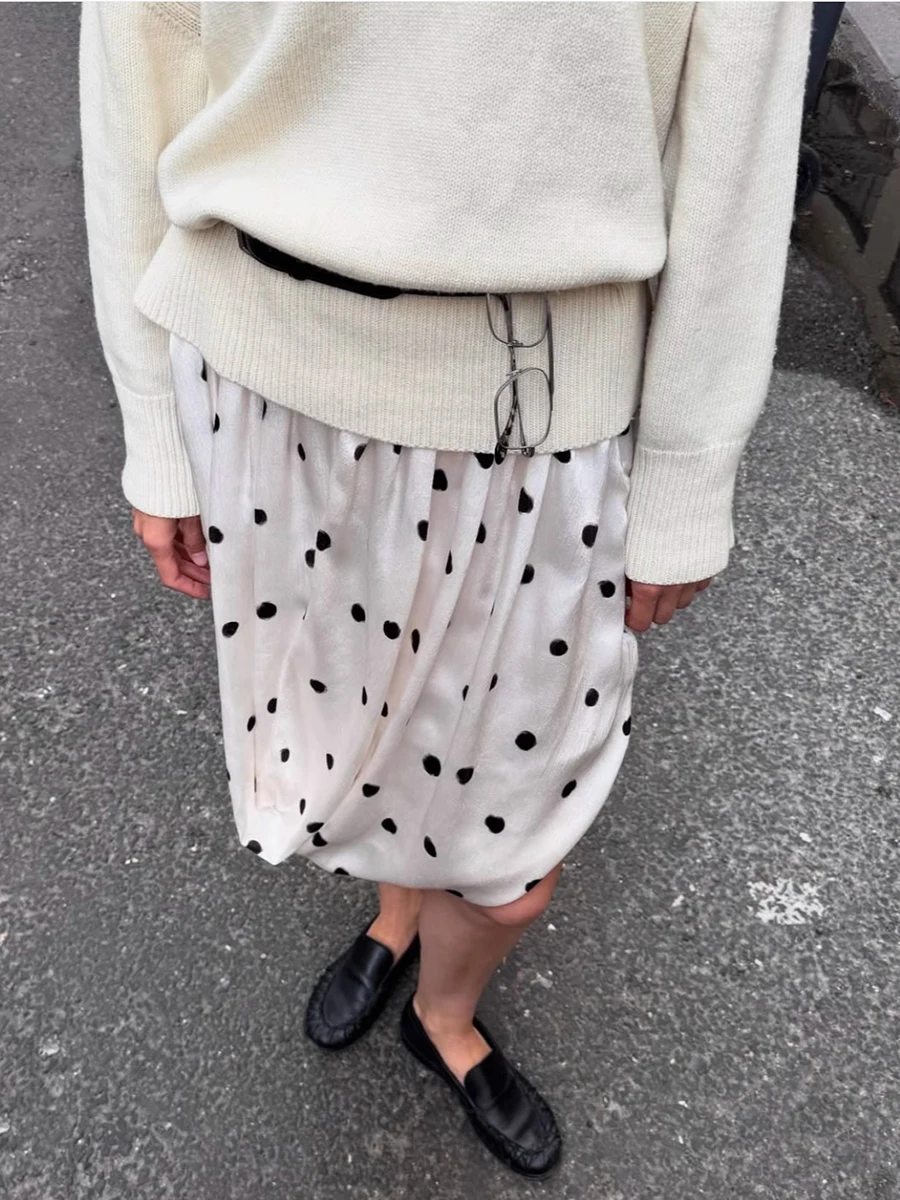 Polka Dots Pleated Midi Skirts For Women High Waist Irregular Folds Short Skirt Summer Streetwear Fashion Elegant A-line Faldas
Polka Dots Pleated Midi Skirts For Women High Waist Irregular Folds Short Skirt Summer Streetwear Fashion Elegant A-line Faldas