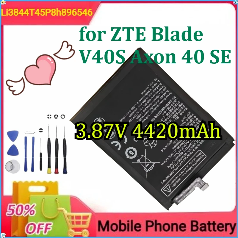 Li3844T45P8h896546 for ZTE Blade V40S Axon 40 SE Mobile Phone Battery New 3.87V 4420mAh+tools
Li3844T45P8h896546 for ZTE Blade V40S Axon 40 SE Mobile Phone Battery New 3.87V 4420mAh+tools