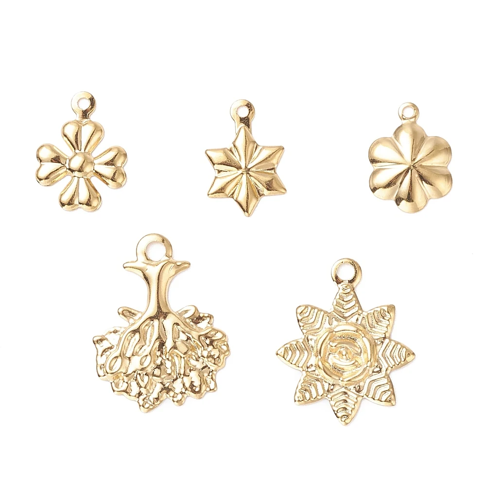 40Pcs 5 Style 304 Stainless Steel Pendants Mixed Shapes Golden 8pcs/style
40Pcs 5 Style 304 Stainless Steel Pendants Mixed Shapes Golden 8pcs/style