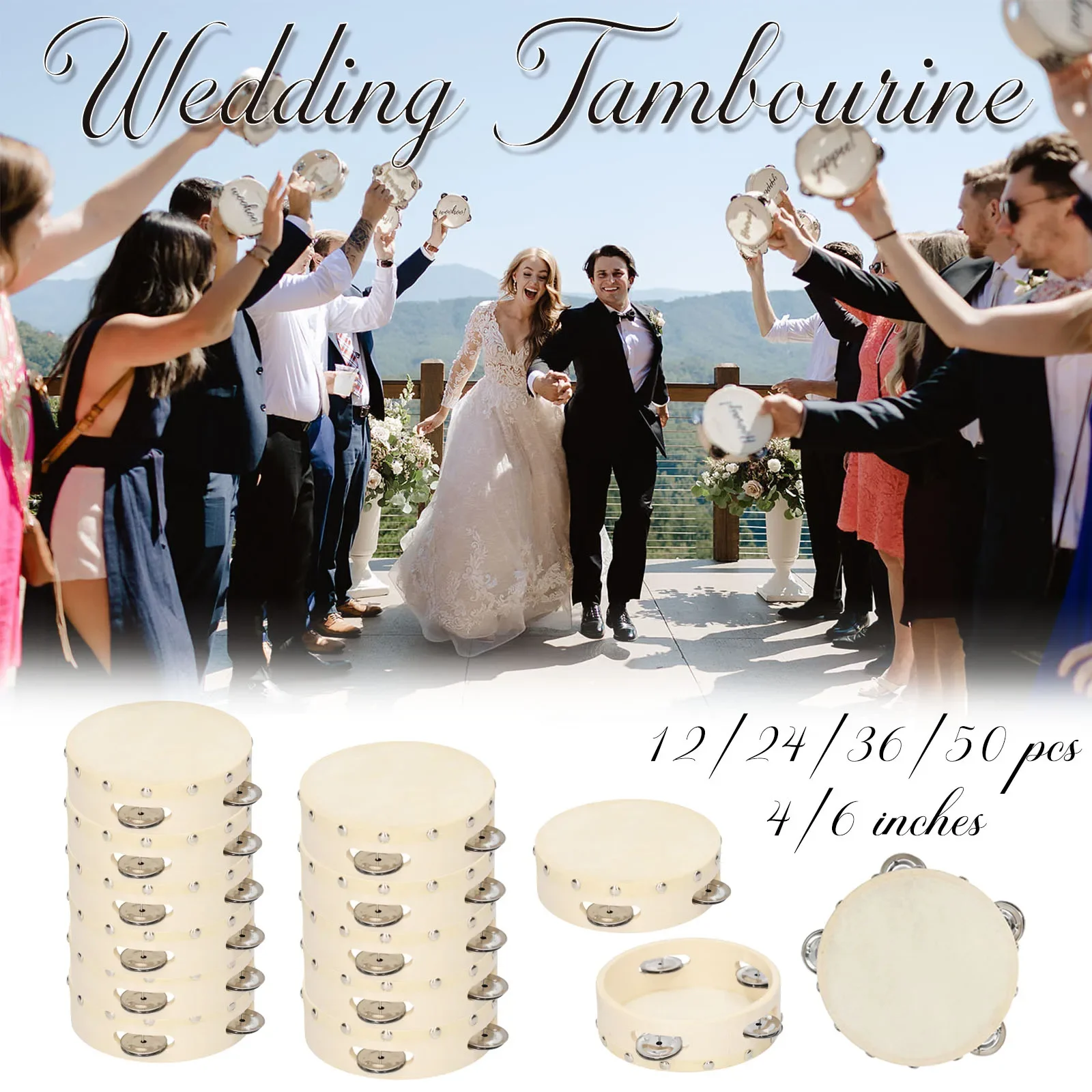 12/24/36/50PCS Wedding Tambourines Bulk Wedding Hand Drums DIY Musical Party Wedding Favors Gifts for Guests 4/6Inch
12/24/36/50PCS Wedding Tambourines Bulk Wedding Hand Drums DIY Musical Party Wedding Favors Gifts for Guests 4/6Inch