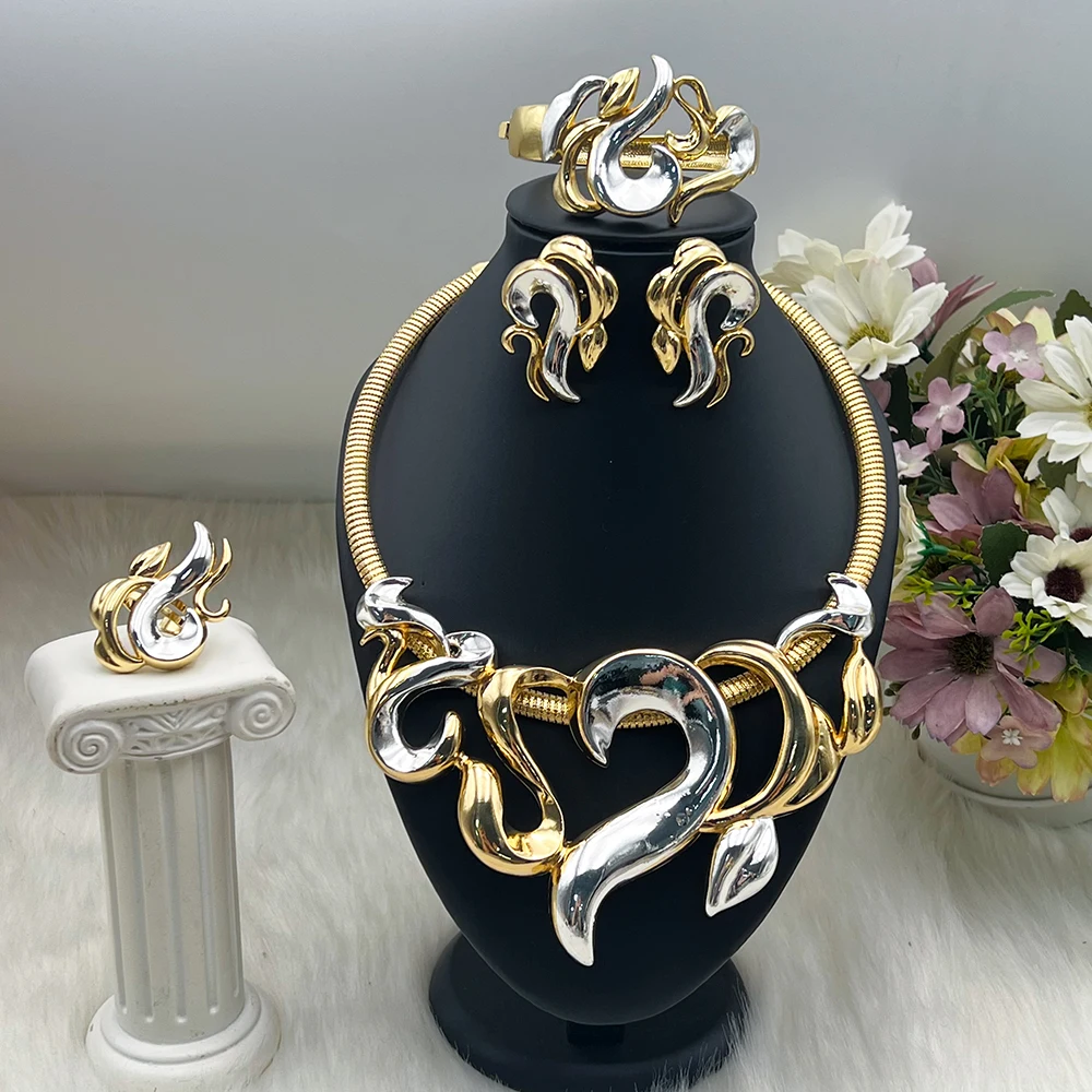 Luxury Jewelry Sets For Women Gold Color Earrings Choker Necklace Flame Bangle Ring For Wedding Set America Party Accessories
Luxury Jewelry Sets For Women Gold Color Earrings Choker Necklace Flame Bangle Ring For Wedding Set America Party Accessories
