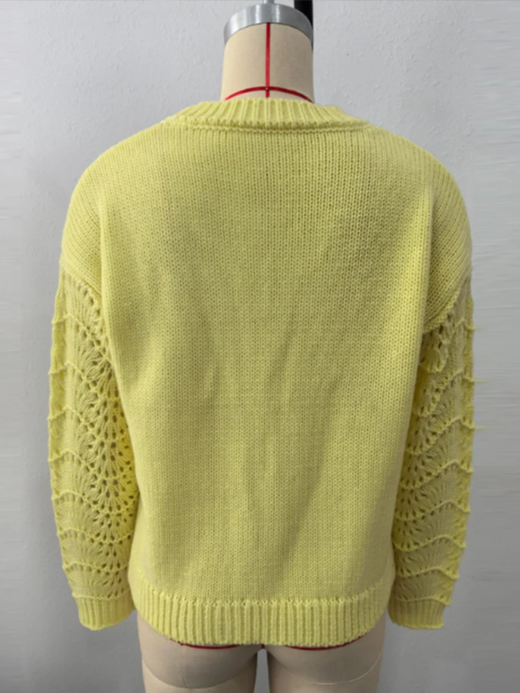 Fashion V-neck Hollow Knitted Cardigan Women Elegant Solid Lantern Sleeve Loose Fit Top Female Autumn Chic Casual Csrdigan
Fashion V-neck Hollow Knitted Cardigan Women Elegant Solid Lantern Sleeve Loose Fit Top Female Autumn Chic Casual Csrdigan