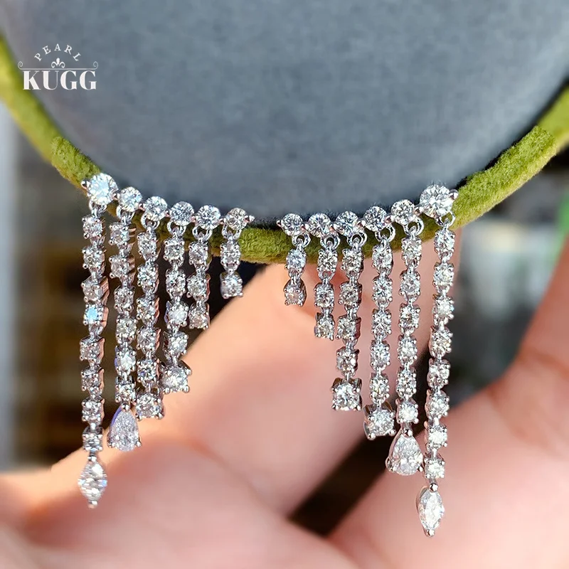 KUGG серьги из 100% белого золота 18 карат, роскошные элегантные стильные серьги-капли с натуральными бриллиантами 1,50 карата для женщин, изящные ювелирные изделия 
KUGG серьги из 100% белого золота 18 карат, роскошные элегантные стильные серьги-капли с натуральными бриллиантами 1,50 карата для женщин, изящные ювелирные изделия