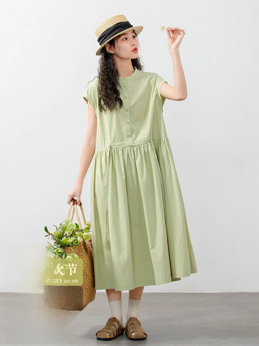 Light Green Cotton Summer Dress Loose Fit Midi Skirt Thin Material Casual Japanese Style Women's Dress Original Design
Light Green Cotton Summer Dress Loose Fit Midi Skirt Thin Material Casual Japanese Style Women's Dress Original Design
