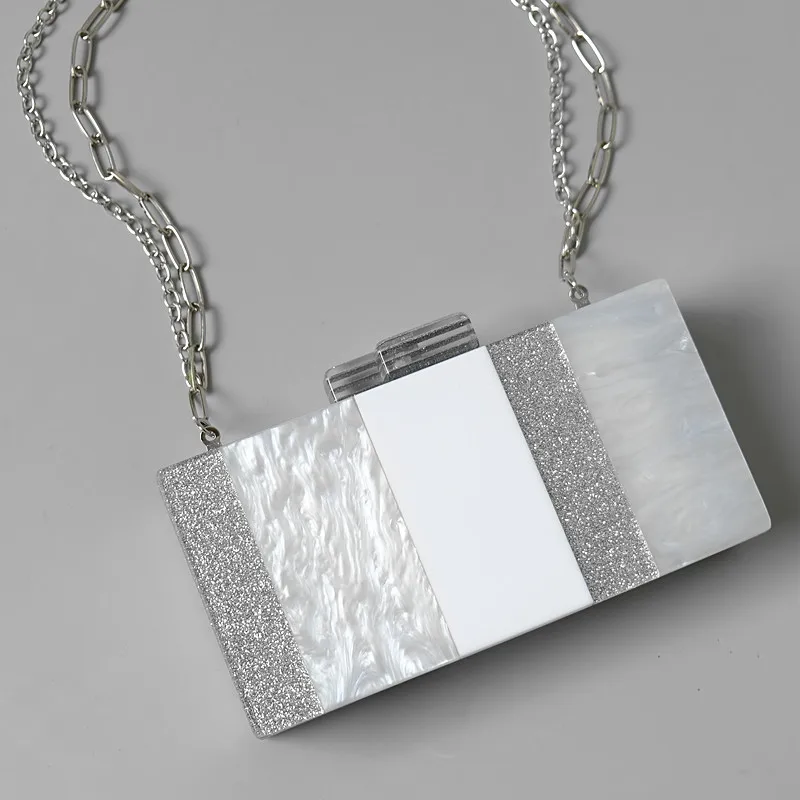 New Trendy Handbag Fashion Women Wedding Silver White Striped Handbags Acrylic Luxury Sequin Evening Bag Woman Cute Clutch
New Trendy Handbag Fashion Women Wedding Silver White Striped Handbags Acrylic Luxury Sequin Evening Bag Woman Cute Clutch