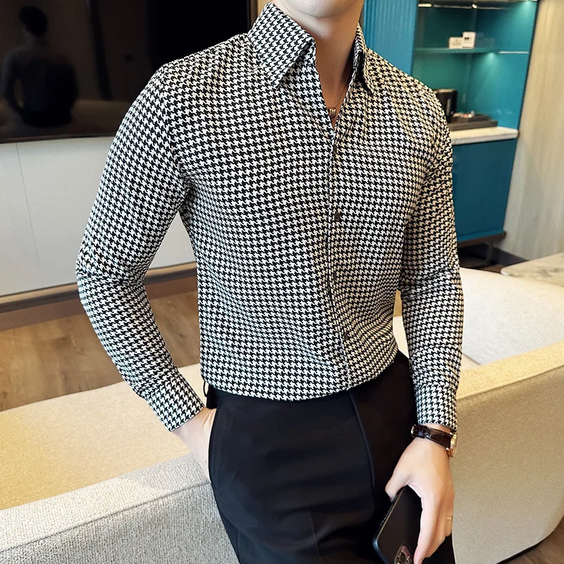 High Quality Plaid Shirt for Men Long Sleeve Slim Fit Casual Shirts Fashion Business Social Dress Shirt Streetwear Men Clothing
High Quality Plaid Shirt for Men Long Sleeve Slim Fit Casual Shirts Fashion Business Social Dress Shirt Streetwear Men Clothing