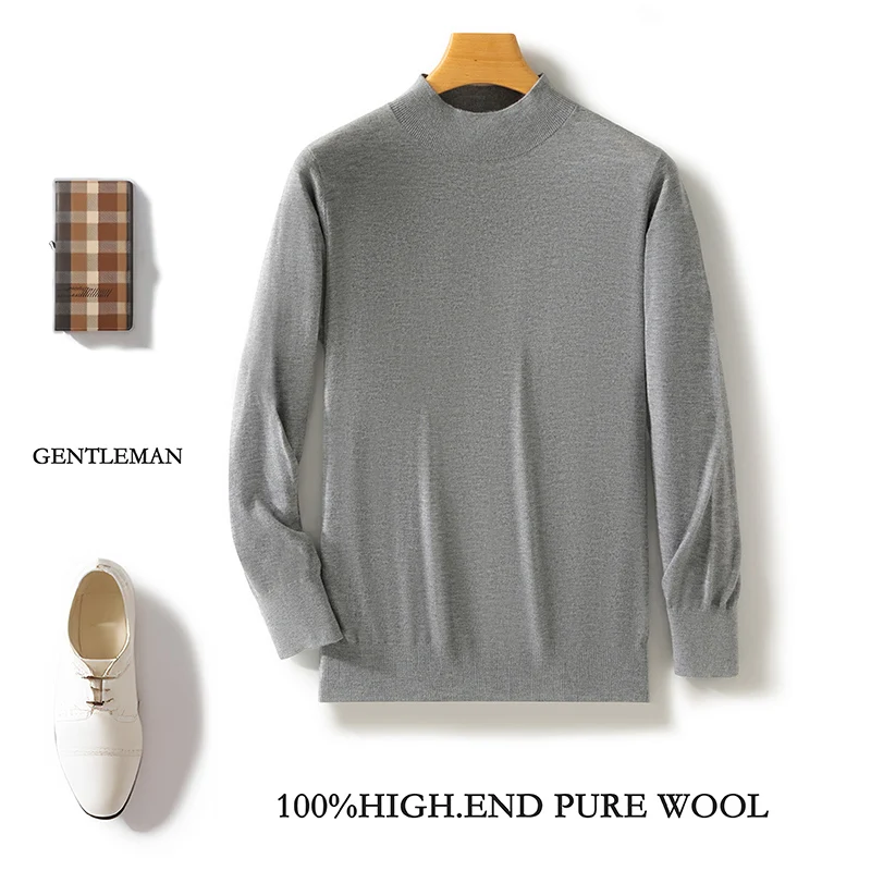 Men's Half-high Collar Pullover 100% Merino Wool Sweater Spring Autumn Casual Large Size Men's Shirt New Business Knitted Tops
Men's Half-high Collar Pullover 100% Merino Wool Sweater Spring Autumn Casual Large Size Men's Shirt New Business Knitted Tops