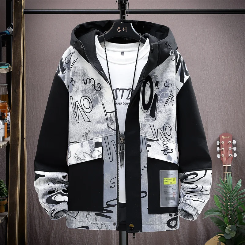 Fashion Men's Hooded Jackets Spring Autumn Graffiti Printed Patchwork Coats Youth Hip Hop Streetwear Loose Windproof Top Clothes
Fashion Men's Hooded Jackets Spring Autumn Graffiti Printed Patchwork Coats Youth Hip Hop Streetwear Loose Windproof Top Clothes