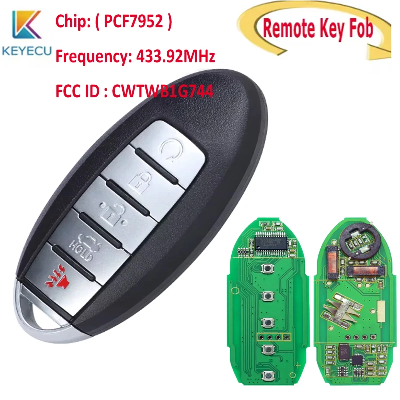 KEYECU Smart Remote Key Fob for Nissan Armada Infiniti QX80 2014-2018 PN: 285E3-1LA5A 433MHZ FSK HITAG2 ID46 PCF7952 5Buttons
KEYECU Smart Remote Key Fob for Nissan Armada Infiniti QX80 2014-2018 PN: 285E3-1LA5A 433MHZ FSK HITAG2 ID46 PCF7952 5Buttons