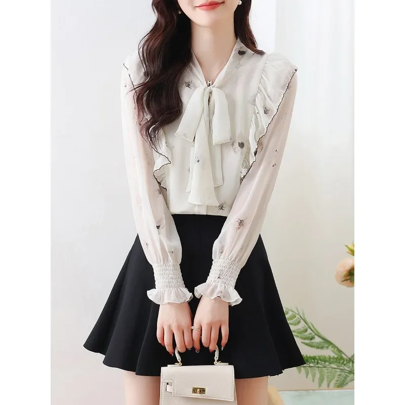 New 2024 Long Sleeve Stylish Chiffon Blouse for Women Ruffled Flower Korean Office Ladies Button Up Shirt Spring Autumn Clothing
New 2024 Long Sleeve Stylish Chiffon Blouse for Women Ruffled Flower Korean Office Ladies Button Up Shirt Spring Autumn Clothing
