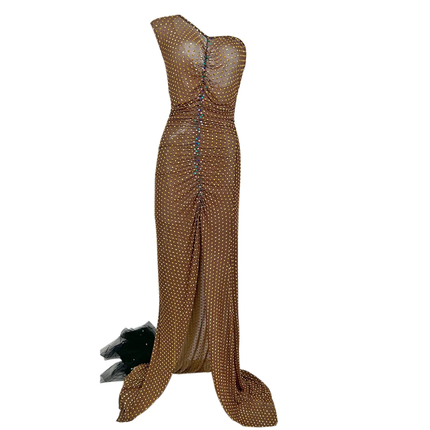 Shenmijinsha Golden Rhinestone One Shoulder Evening Gown Patchwork Black Mesh Trailing Long Dress Banquet Birthday Party Dress
Shenmijinsha Golden Rhinestone One Shoulder Evening Gown Patchwork Black Mesh Trailing Long Dress Banquet Birthday Party Dress