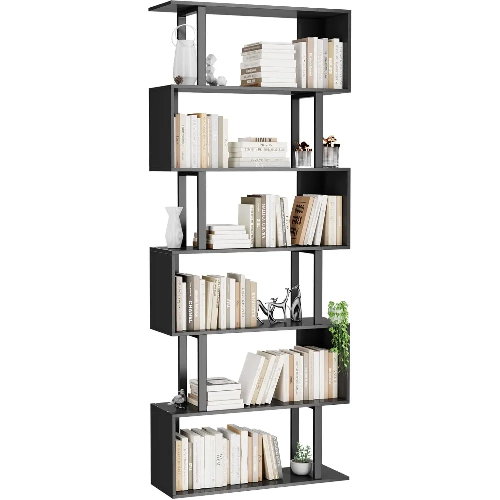 6 Tier Geometric Bookcase, Black Book Shelves, Modern Corner Bookcase Storage Shelf Wood for Bedroom, Living Room, Home 
6 Tier Geometric Bookcase, Black Book Shelves, Modern Corner Bookcase Storage Shelf Wood for Bedroom, Living Room, Home
