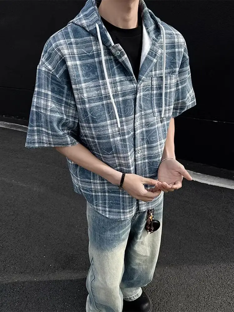 Blue Plaid Hooded irt ort Sve Men's Summer American Retro f Sve Cleanfit Five Sve irt Loose Fit Youth Trend
Blue Plaid Hooded irt ort Sve Men's Summer American Retro f Sve Cleanfit Five Sve irt Loose Fit Youth Trend