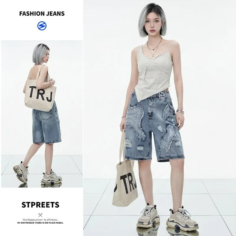 Summer Women Harajuku Korean Ripped Jeans Fashion Casual Slimming Shorts Jorts 2000s Stylish Denim Pants Y2k Japanese Streetwear
Summer Women Harajuku Korean Ripped Jeans Fashion Casual Slimming Shorts Jorts 2000s Stylish Denim Pants Y2k Japanese Streetwear